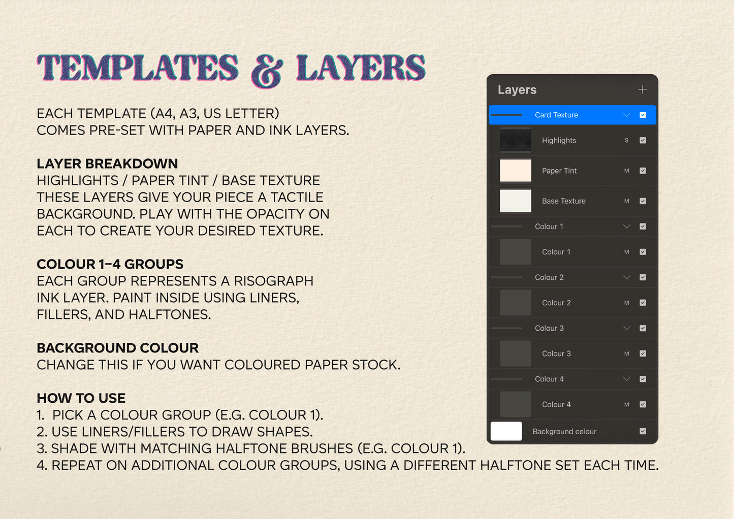 Rebus Riso Kit – Procreate Brushes & Templates for Risograph Effects